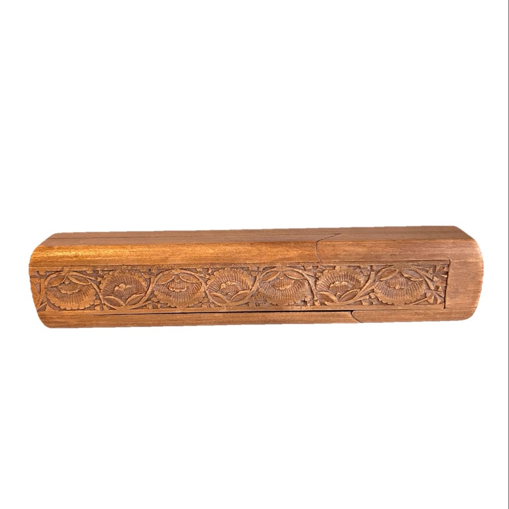 Carved Wooden Decorative Pencil Pen Box